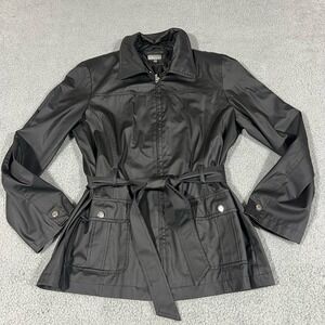 Giacca Gallery Co. – Belted Button Down Dressy Trench Coat - Size Large - Black
